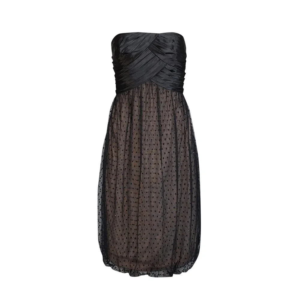 Carmen Marc Valvo - Black Silk & Lace Strapless Dress Sz 12